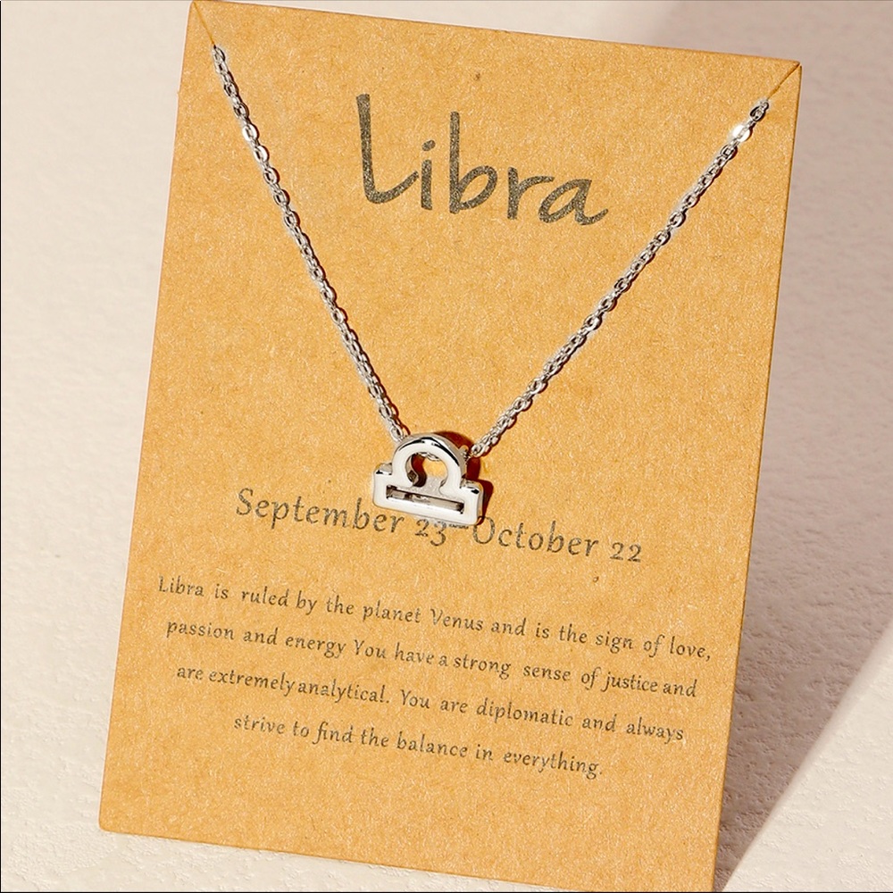 Libra zodiac sign gold colored necklace